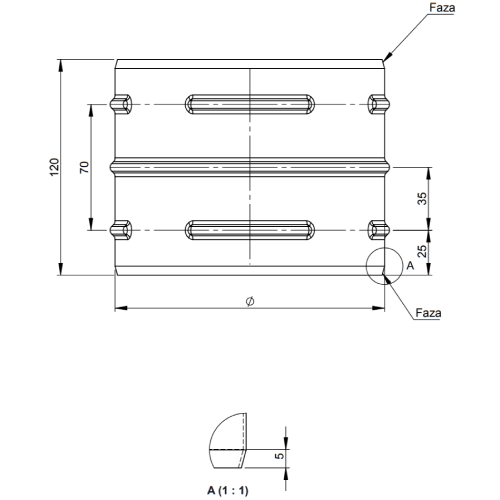 Ofenrohr - Steckverbinder - unlackiert - Tecnovis TEC-Stahl