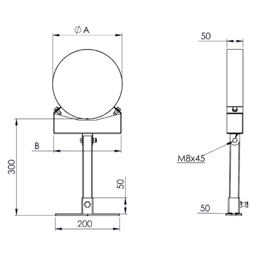 Wandabstandshalter mit Gelenk verstellbar 140-300 mm - Tecnovis TEC-DW-Standard