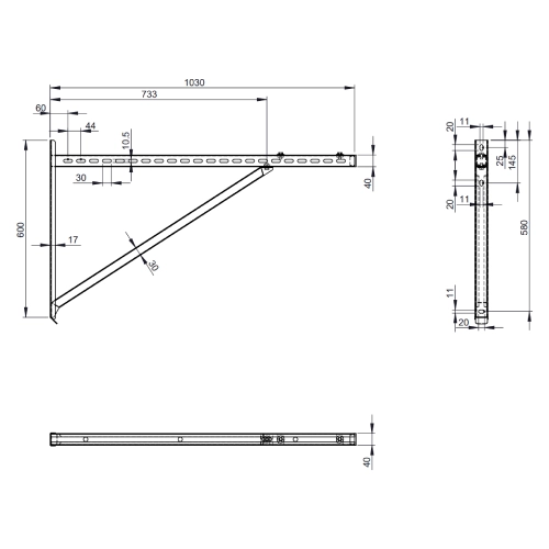 Wandstützen & Querträger Typ IV 1030 mm für Tecnovis Systeme