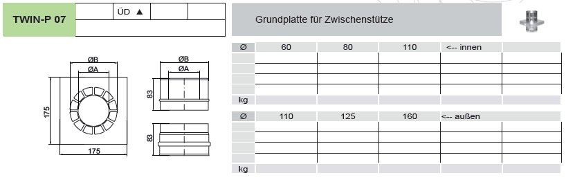 Grundplatte für Zwischenstütze - konzentrisch für Tecnovis TEC-LAS-PP