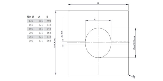 Deckenblende zweiteilig 1° - 65° - doppelwandig - Tecnovis TEC-DW-Design