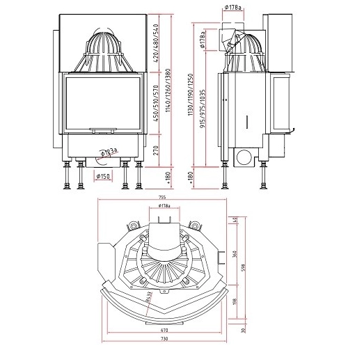 SCHMID Ronda 67 h Kamineinsatz 9 kW Schiebetür