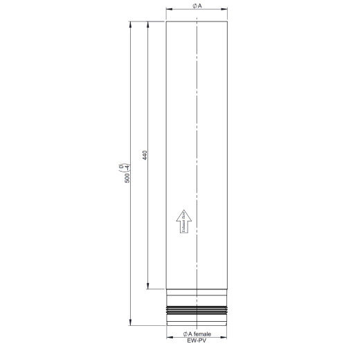 Pelletofenrohr - Längenelement 500 mm - unlackiert - Tecnovis TEC-Pellet