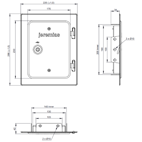 Kamintür Edelstahl 210 x 140 mm - einwandig für Tecnovis TEC-EW-Classic