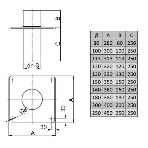 Schachtabdeckung L=250 mm - einwandig - Reuter EW-BLUE
