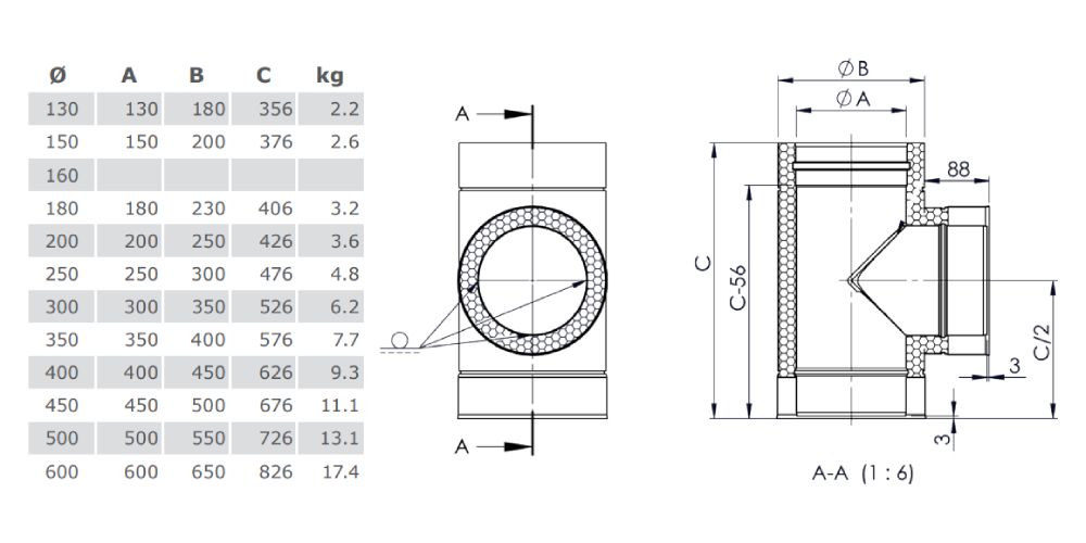 T-Anschluss 90° - doppelwandig - Tecnovis TEC-DW-Standard