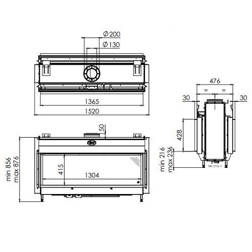 DRU Metro 130XT-41 Tunnel RCH Gaskamin