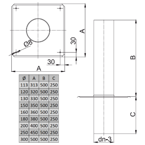 Schachtabdeckung L=750 mm - einwandig - Reuter EW-BLUE