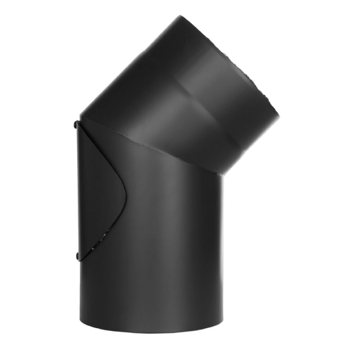 Ofenrohr - doppelwandig - Winkel 15° mit Tür schwarz - Tecnovis TEC-Protect