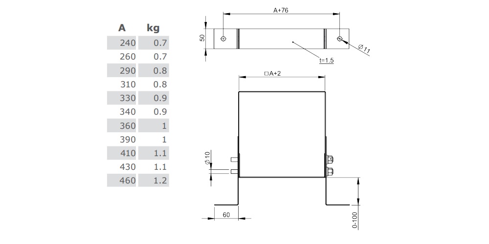 Leichtbauschornstein - Wandhalter 0 - 100 mm für Schacht - Tecnovis TEC-LS-F