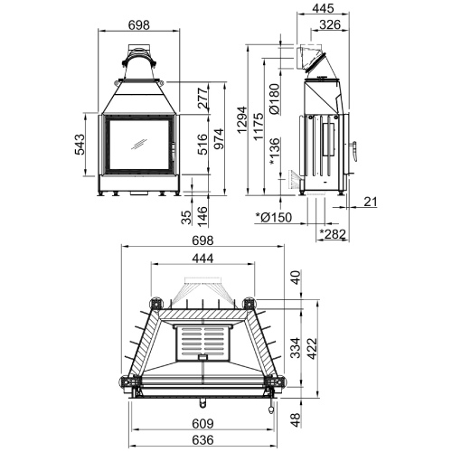 Spartherm Mini S Kamineinsatz 7 kW Drehtür