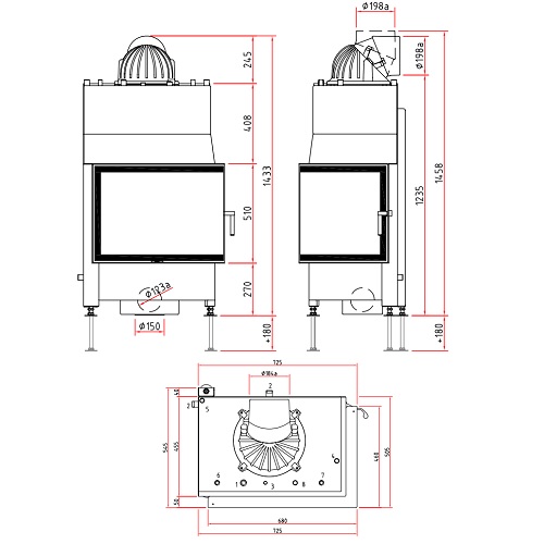 SCHMID Ekko W R 67(45)51 s Kamineinsatz 14,9 kW Drehtür (steglos)