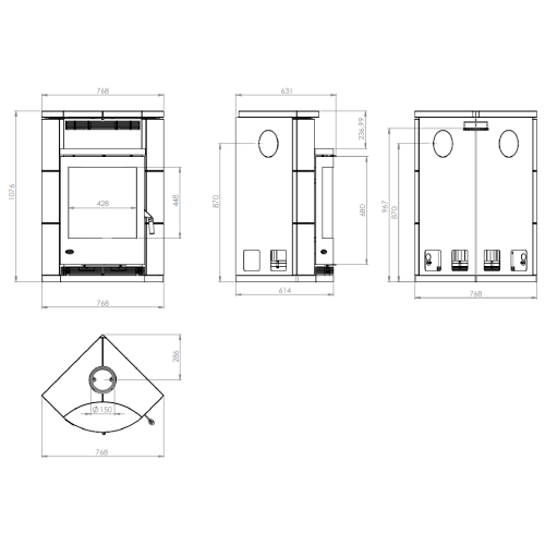 Fireplace Lyon Kaminofen 8 kW