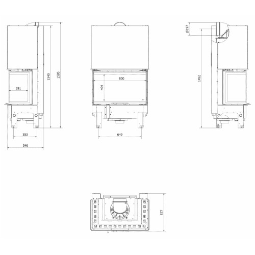 Kratki Regnor 800/400 Kamineinsatz 8 kW Schiebetür