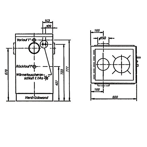 Wamsler K 158 Holzherd 22 kW wasserführend