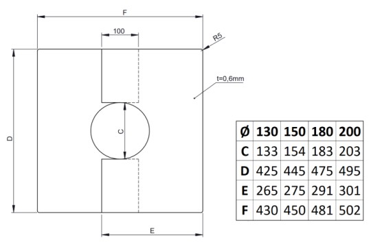 Wand-/Deckenblende zweiteilig 0-30° - doppelwandig - Tecnovis TEC-DW-NOIR