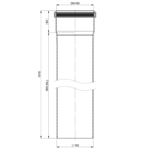 Längenelement 1000 mm - einwandig - Tecnovis TEC-PPS