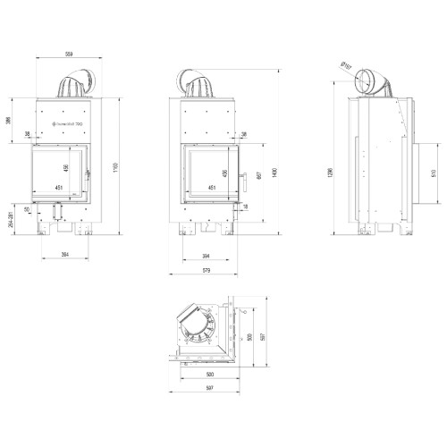 Kratki MBN Kamineinsatz 8 kW Eckkamin