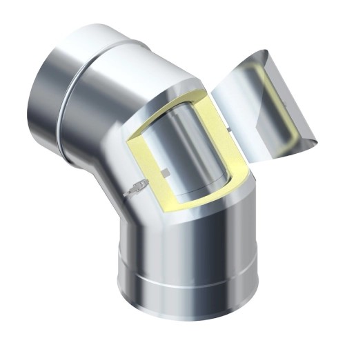 Bogen 90° mit Reinigungsöffnung - doppelwandig - Raab DW 25 Optilife Bogen 90° mit Reinigungsöffnung - doppelwandig - Raab DW 25 Optilife