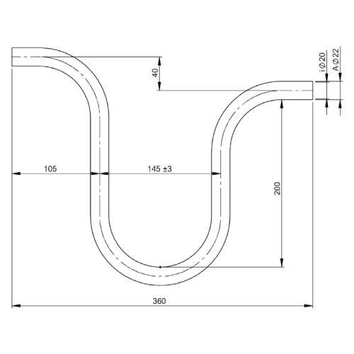 Siphon gerade - einwandig - Tecnovis TEC-EW-Classic