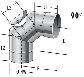 Bogen starr 90° mit RV druckdicht - einwandig - Raab EW-FU