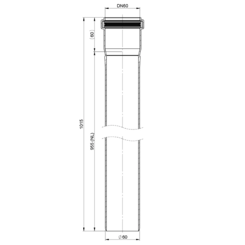 Längenelement 1000 mm - einwandig - Tecnovis TEC-PPS