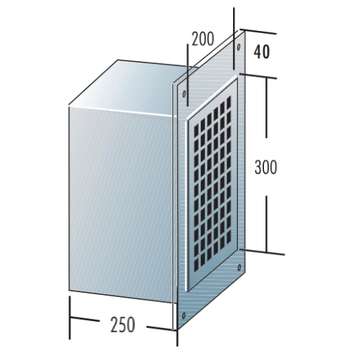 Kamintür 200 mm x 300 mm mit Lüftungsgitter und Verlängerung 250 mm - einwandig - Raab EW-FU
