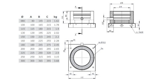 Grundplatte mit Kondensatablauf seitlich und 1/2“ Nippel - Tecnovis TEC-DW-Silver