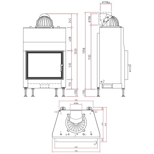 SCHMID Lina W 6751 s Kamineinsatz 14,5 kW Drehtür wasserführend