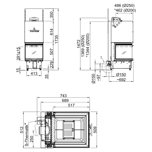 Spartherm Arte U-50h Kamineinsatz 9,3 kW Panoramakamin Schiebetür