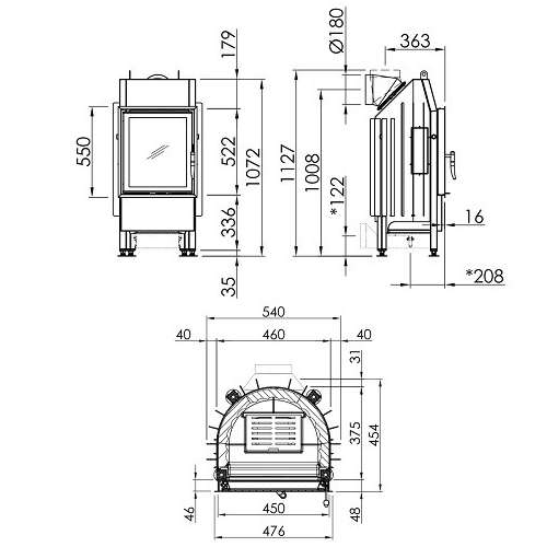 Spartherm Mini R1V Kamineinsatz 5,2 kW raumluftunabhängig Drehtür