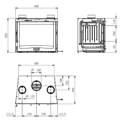 La Nordica Inserto 70 - Ventilato Kamineinsatz 9,8 kW