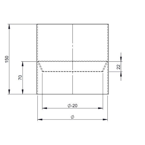 Ofenrohr - Längenelement 150 mm mit Kondensatring (ohne Einzug) - schwarz - Tecnovis TEC-Stahl