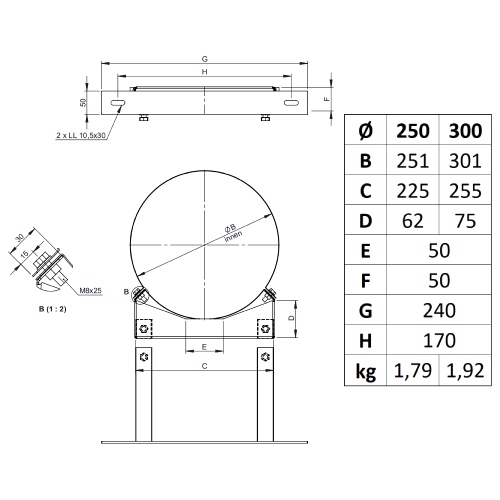 Wandabstandshalter (Kopf- / Wandteil), Wandabstand ab 250 mm, Altkupfer lackiert für Tecnovis TEC-DW-CLASSIC