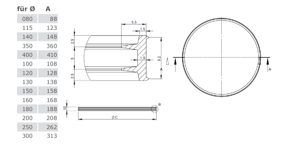 Dichtring innenliegend EPDM bis 120°C - Tecnovis TEC-EW-HIGH