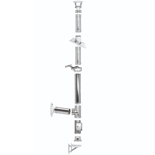 Lackierter Edelstahlschornstein doppelwandig Ø 130 mm - Tecnovis TEC-DW-Standard