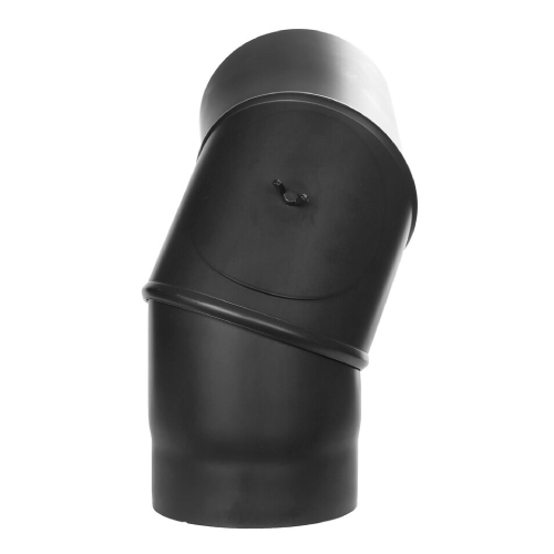 Ofenrohr - Winkel drehbar 0-90° mit Tür schwarz - Tecnovis TEC-Stahl