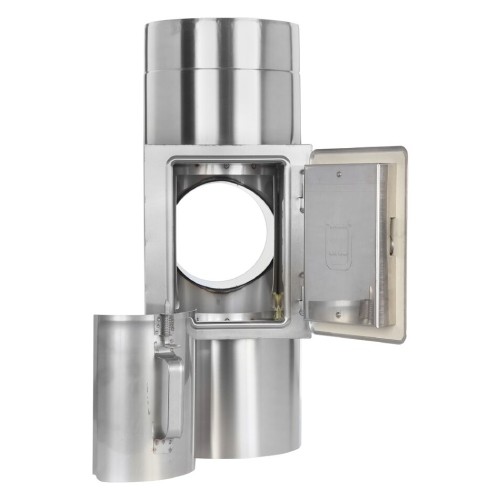 T-Anschluss 87° mit Reinigung gegenüberliegend (gleiche Höhe) - doppelwandig - Tecnovis TEC-DW-Design
