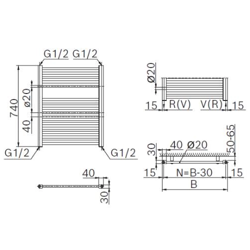 Heizkörper Buderus Logatrend Therm Direct mit Seitenanschluss - Badheizkörper