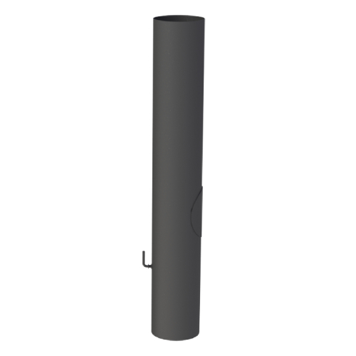 Ofenrohr - Längenelement 1000 mm mit Drosselklappe, Kugelfang, Kondensatring und Tür schwarz  - TEC-Stahl