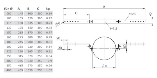 Sparrenhalterung light für Tecnovis TEC-DW-Classic und TEC-DW-Silver