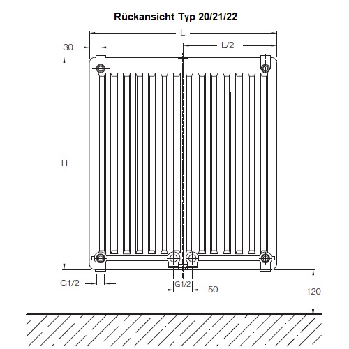 Heizkörper Komplett Set Buderus Logatrend CV-Plan Typ 20 - Flachheizkörper