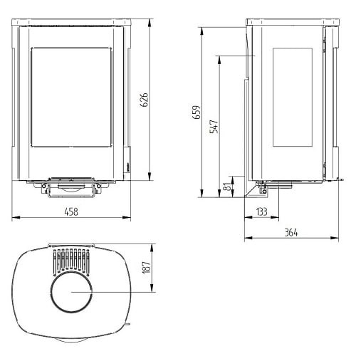 Jydepejsen Senza Wall Seitenglas Kaminofen 5 kW