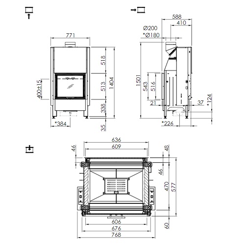 Spartherm Mini S-FDh Kamineinsatz 6 kW Schiebetür Durchsicht