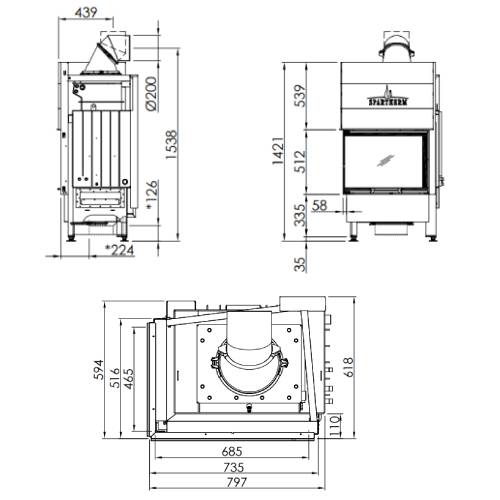 Spartherm Varia 2Lh H2O Kamineinsatz 10,4 kW wasserführend