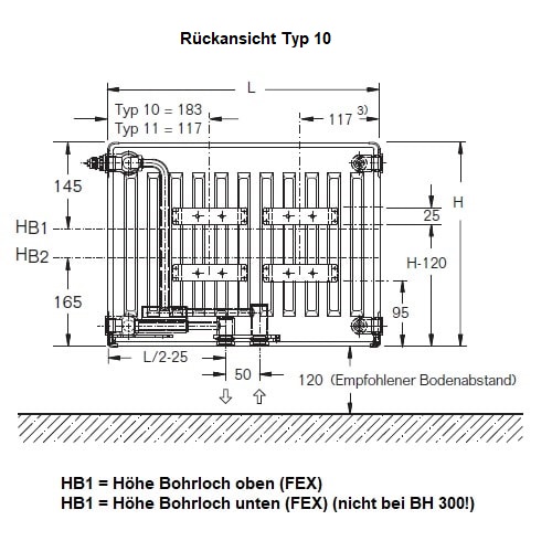 Heizkörper Komplett Set Buderus Logatrend VCM-Plan Typ 10 - Flachheizkörper