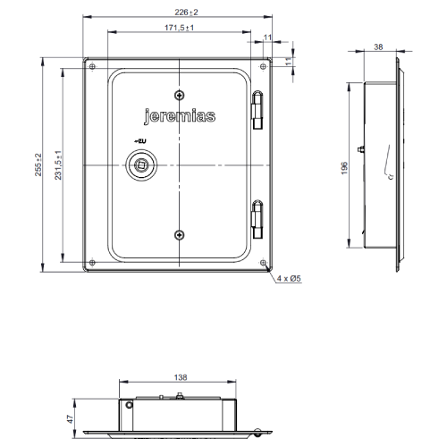 Edelstahlkamintüre 210 x 140 mm mit Rußschutztüre - einwandig - Tecnovis TEC-EW-Classic