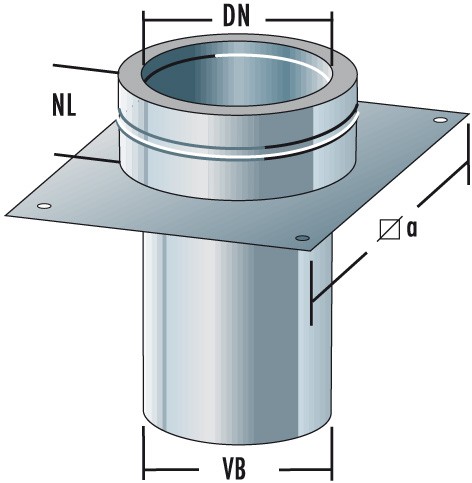 Fußteil für Kaminmontage Einschub eckig- doppelwandig - Raab DW-FU