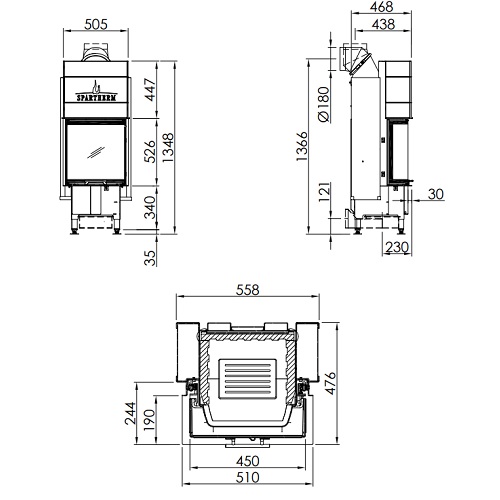 Spartherm Varia C-45h Kamineinsatz 8 kW Panoramakamin Schiebetür