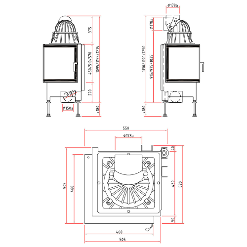 SCHMID Ekko 45(45) s Kamineinsatz 7 kW Drehtür